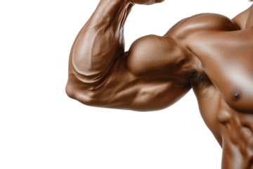 Muscular arm flexing isolated on a transparent background