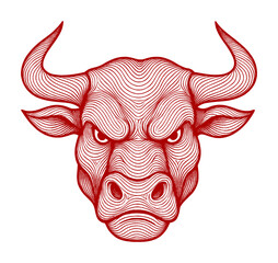 bull head line drawing - guilloche style (artwork 2)