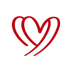 Heart clip art design on plain white transparent isolated background for card, shirt, hoodie, sweatshirt, apparel, tag, mug, icon, poster or badge