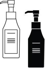 Lotion pump bottle icons for cosmetic or skincare liquid isolated on transparent background.