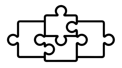 Puzzle pieces icon set. Jigsaw puzzle connection symbols, teamwork and solution concept.