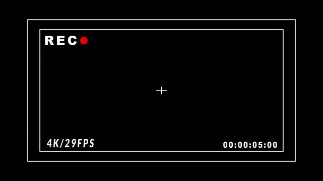 Video camera recorder screen overlay animation on a transparent background animation , Recording camera screen interface with transparent background , Camera recording screen overlay with alpha channe