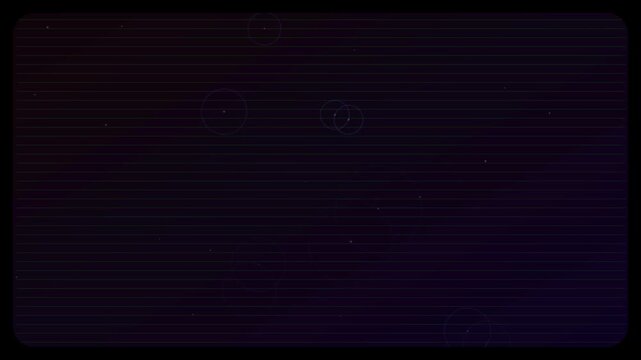 Vintage Old Film Glitch Overlay with Distorted Circles and Scan Lines on Dark Background