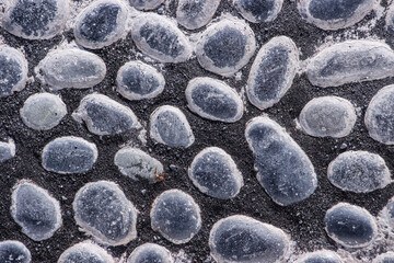 mit runden Steinen gepflasterter Weg