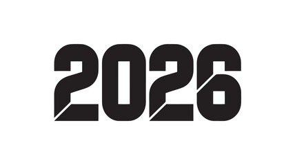 2026 vector illustration bold black numbers perfect for new year designs and event posters