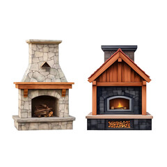 Rustic Stone Fireplace with Wooden Mantel – Cozy Home Interior Decor Element