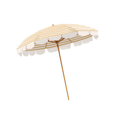 “Striped Beach Umbrella with Wooden Pole – Elegant Outdoor Sunshade for Patio, Garden, Poolside, and Summer Beach Days