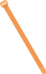 Single orange cable tie isolated on white background, useful for organizing and securing various items