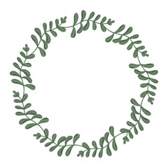 Twig wreath vector frame, Plant Round Border, Floral Circle frame. Botanical element