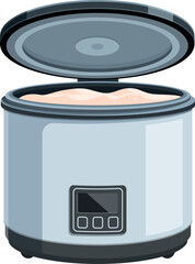 Multi cooker steaming rice or other food, kitchen appliance for cooking healthy food