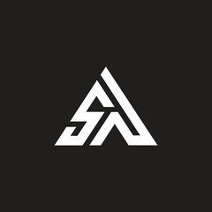 Triangle shape, vector SA or AS letter logo design template.