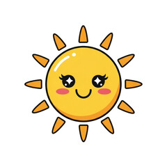 Kawaii sun with smiling face isolated on a transparent background