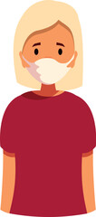 Portrait of a young blond woman wearing a protective face mask for healthcare and hygiene reasons