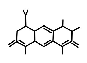 Chemical molecule skeletal formula displaying organic bonds on transparent background
