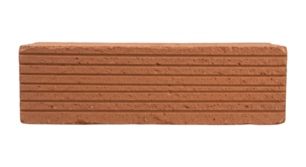 Textured, reddish-brown brick with rounded edges, isolated on a black background