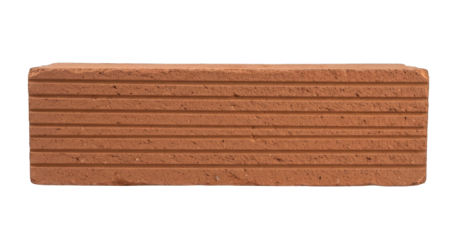 Textured, reddish-brown brick with rounded edges, isolated on a black background - Powered by Adobe