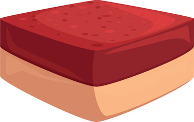 Square piece of lard representing fat layer for cooking, isolated on white background