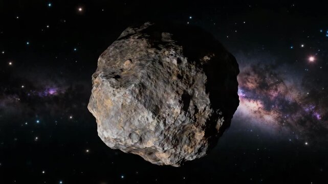 Stunning asteroid floating in space with vibrant galaxy background for astronomy enthusiasts