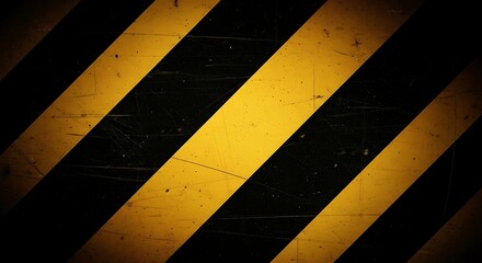 Construction warning background with black and yellow safety stripes texture