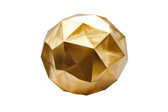 Golden geodesic sphere isolated on a transparent background