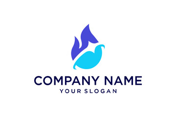 Abstract Blue Bird and Flame Logo Design Vector Illustration