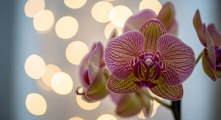 pink orchid flower with beautiful bokeh effect