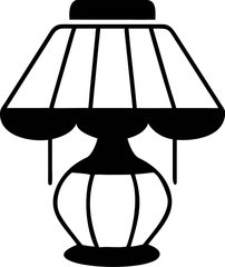Elegant black table lamp vector illustration, a classic and timeless silhouette design perfect for home decor, lighting, and interior themes