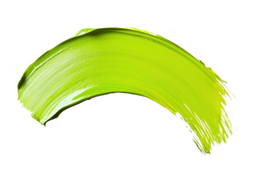 Vibrant lime green paint stroke isolated on a transparent background