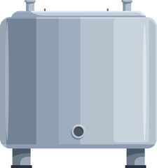 Shiny metal tank with pipes and valves, used for storing liquids in industrial settings