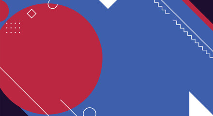 Abstract Geometric Background Design in Vibrant Blue and Red Memphis Style