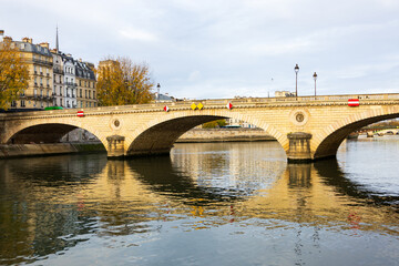The 1862 Louis-Philippe suspension bridge over the Seine River linking the Île Saint-Louis and the...