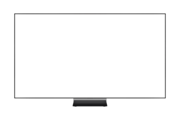 Modern premium smart TV with blank screen, isolated on transparent PNG. High quality studio shot. Concept for technology, business, finance, advertising, public relations and lifestyle themes.