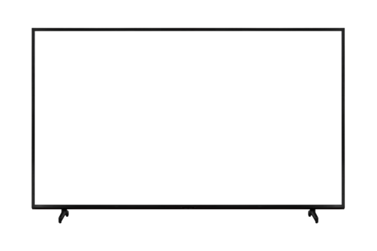 Modern premium smart TV with blank screen, isolated on transparent PNG. High quality studio shot. Concept for technology, business, finance, advertising, public relations and lifestyle themes.