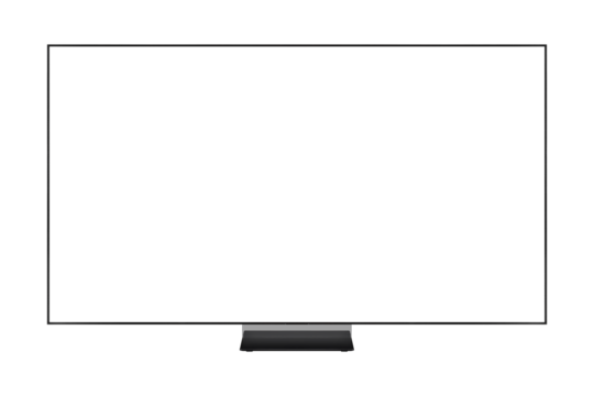 Modern premium smart TV with blank screen, isolated on transparent PNG. High quality studio shot. Concept for technology, business, finance, advertising, public relations and lifestyle themes.
