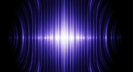 Abstract vertical glowing blue light streaks radiating from a bright central point against a dark background creating a sense of motion and energy