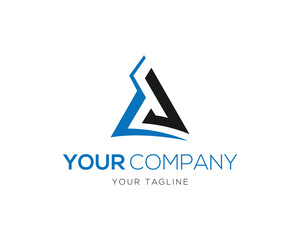 Letter T vector template black abstract triangle logo with company name text