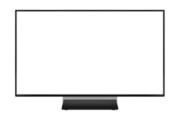 Fototapeta premium Modern premium smart TV with blank screen, isolated on transparent PNG. High quality studio shot. Concept for technology, business, finance, advertising, public relations and lifestyle themes.