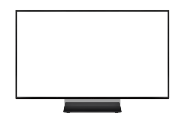 Modern premium smart TV with blank screen, isolated on transparent PNG. High quality studio shot. Concept for technology, business, finance, advertising, public relations and lifestyle themes.