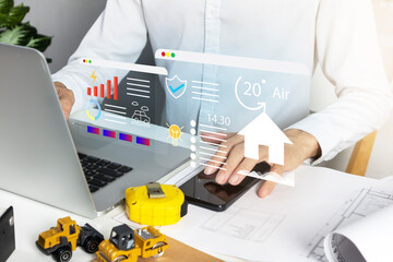 Smart home system concept to control the system in the house, inform the weather, safety of...