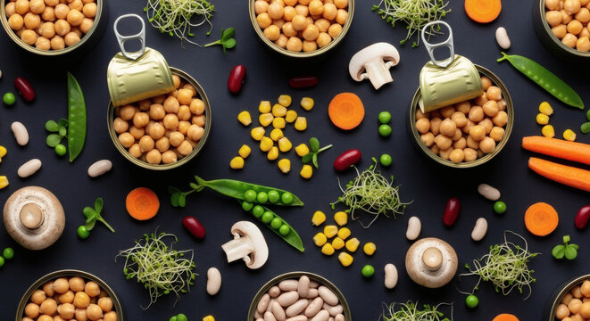 Healthy Food Ingredients Assortment Overhead View