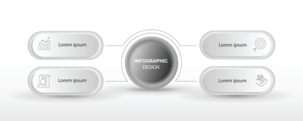 Business diagram template infographic design vector. 4 step on the circle and columns suitable for worflow and presentation