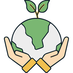 hand holding green earth
