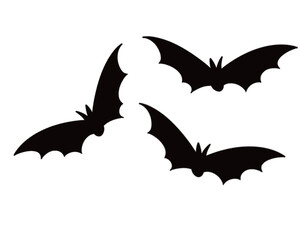 Black silhouettes of bats flying vector