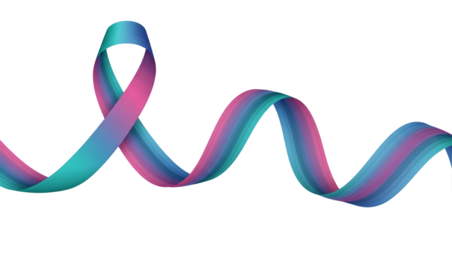 Thyroid Cancer Ribbon - 3D Realistic Wavy Banner