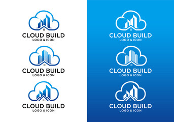Abstract cloud logo icon design vector with building and house