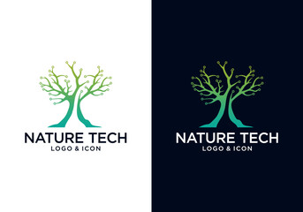 technology tree logo icon design vector