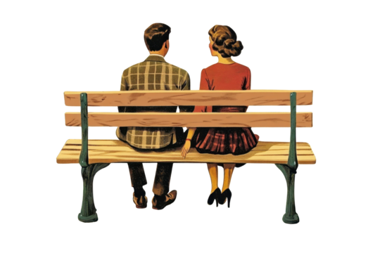 Couple enjoys a tranquil moment on a bench holding hands in a park setting during fall
