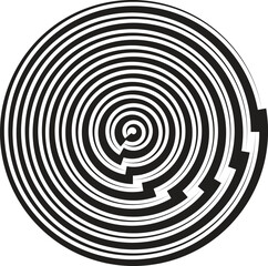 black thick halftone dotted circle speed lines. Abstract geometric shape motion. Design elements for frames, tattoos, web pages, prints, posters, and templates. Technology round Logo. Sunburst. Vector