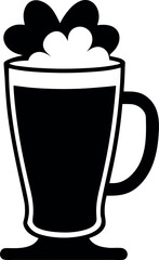 Irish Coffee Silhouette with Whipped Cream in Tall Mug