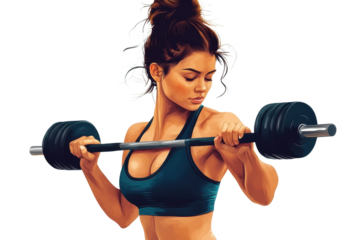 Fit young woman lifting weights in a gym during bright daylight to enhance her strength and fitness goals with a focus on proper form and dedication to exercise